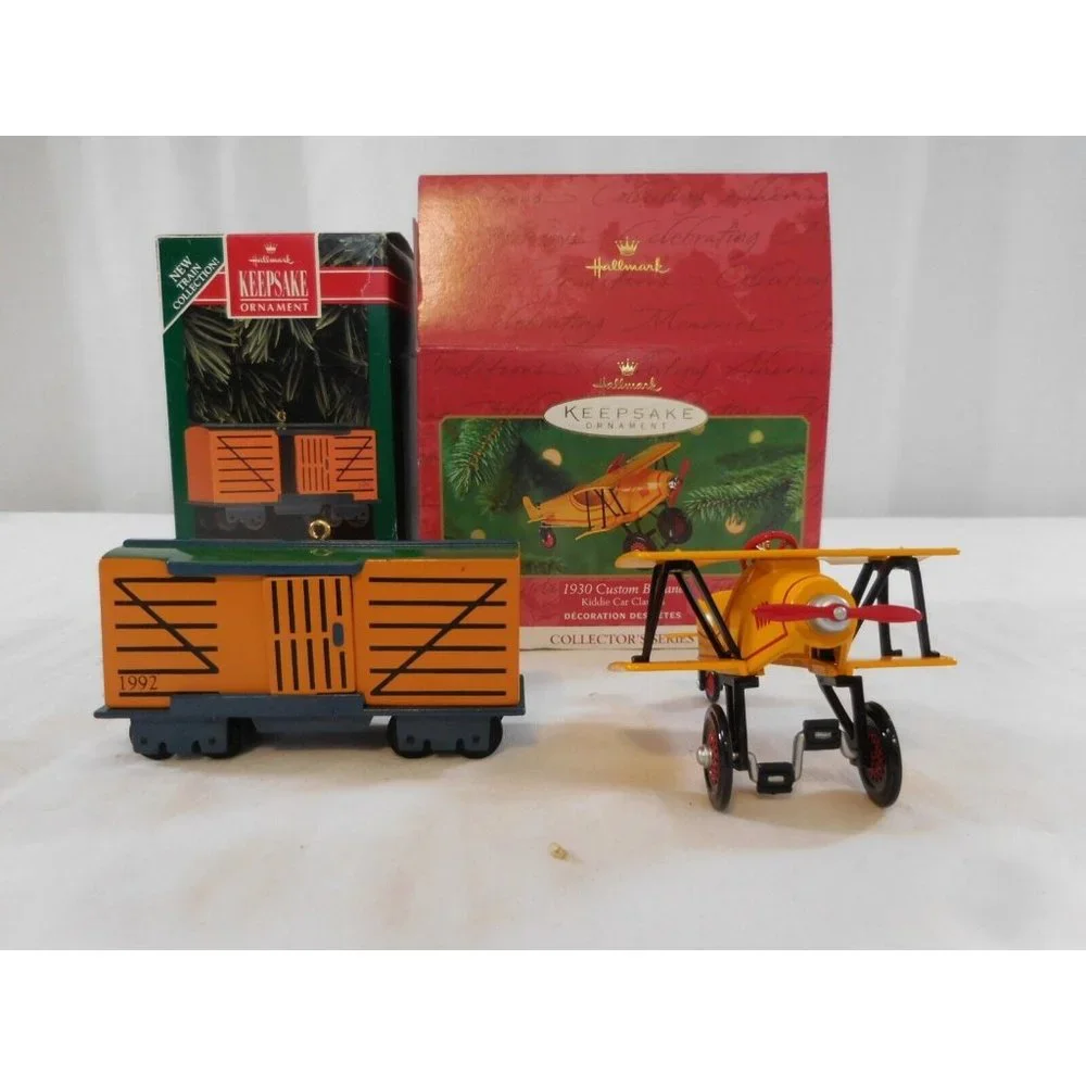 Hallmark Keepsake Ornament 1930 Custom Biplane Kiddie‎ Car Classics 2001 + Stock